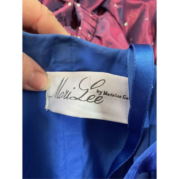 Mori Lee Madeline Gardner Size 5/6 Designer Formal Dress Strapless Blue Sequin A - Picture 2 of 16